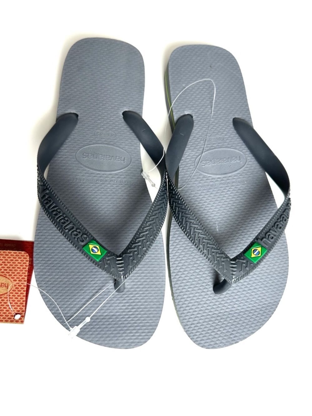 Havaianas Brazil Logo Flip Flops Steel Gray Mens 9/10 Womens 11/12 NWT